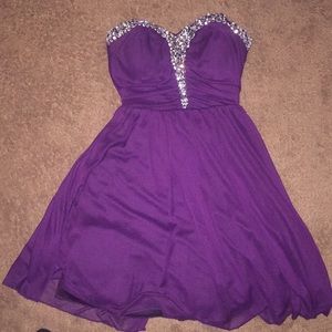 Purple strapless dress